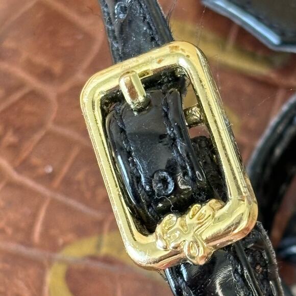 Sam Edelman Faux Patent Leather Black Thong Buckle Sandals W9 - Picture 2 of 6